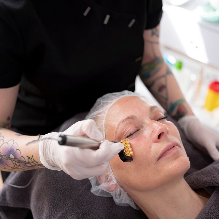 Hautbehandlung bei einer Kundin