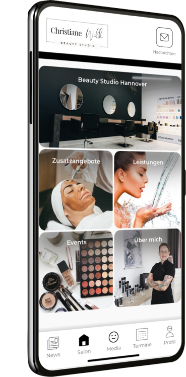 Ein modernes Smartphone mit unserer geöffneten App